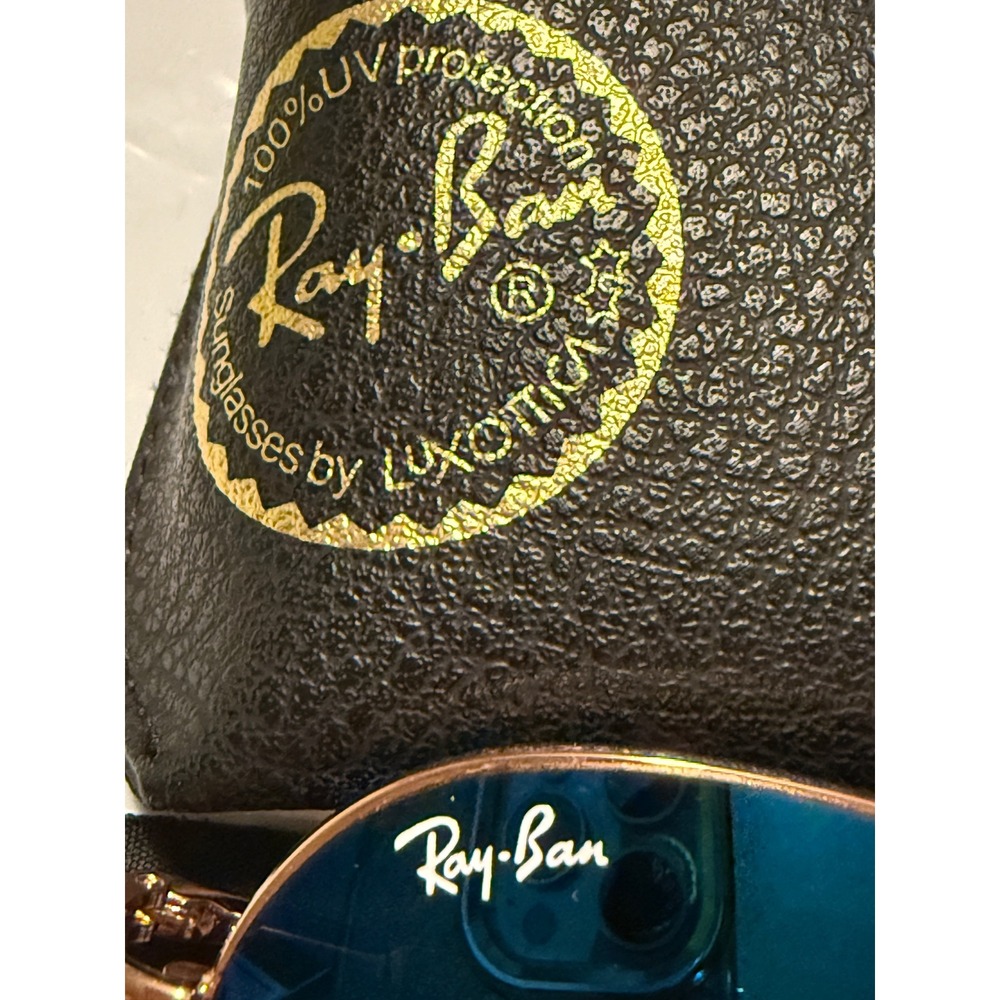 Ray-Ban Aviator RB3026 Blue Mirror Sunglasses Gold Frame 62mm Made Italy w/Case - Picture 8 of 8